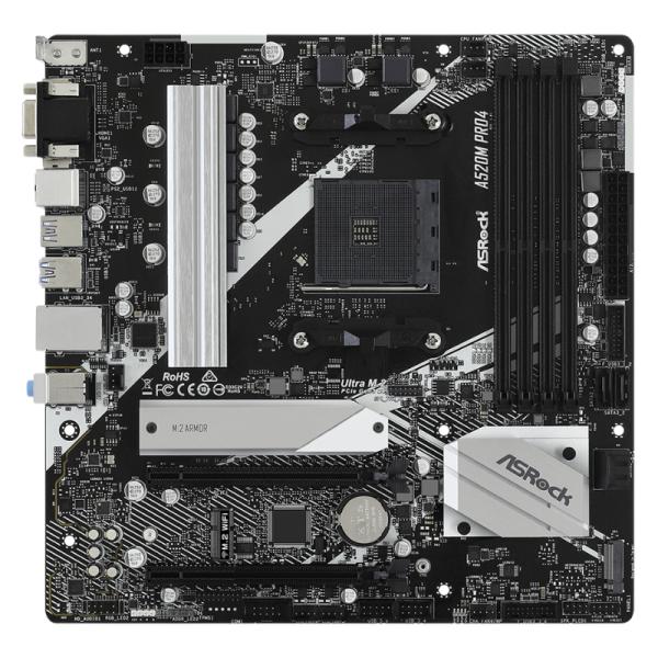 TARJETA MADRE ASROCK A520M PRO 4 AM4 MICRO ATX DDR4 90-MXBDU0-A0UAYZ NEGRO