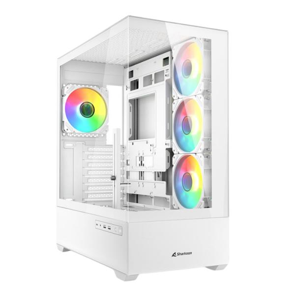 CASE RGB SHARKOON AK6 MID TOWER VENTILADORES 4 DE 120MM CON VIDRIO LATERAL 4044951041701 BLANCO