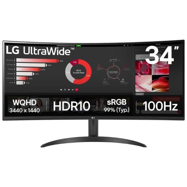 MONITOR GAMING LG 34WR50QK-B 34" CURVO 3440 X 1440 100HZ WQHD VA HDR10 DP Y HDMI NEGRO