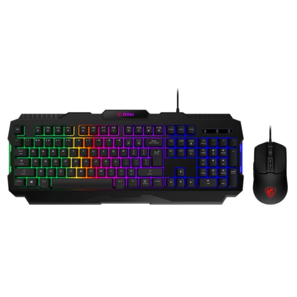 TECLADO Y MOUSE GAMING RGB MSI FORGE GK100 COMBO LS ALÁMBRICO USB ESPAÑOL S11-04LS206-HH9 NEGRO