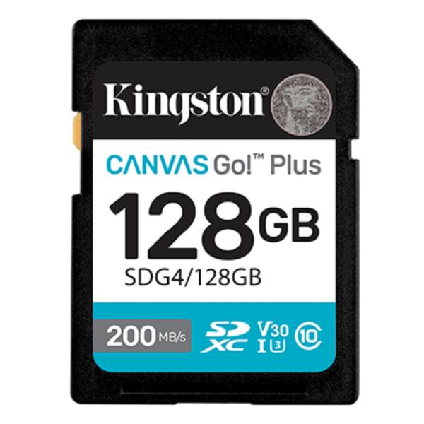 MEMORIA SDXC 128GB KINGSTON CANVAS GO PLUS GEN 4 200 MB/S PARA CÁMARAS Y VIDEOS 4K SDG4/128GB