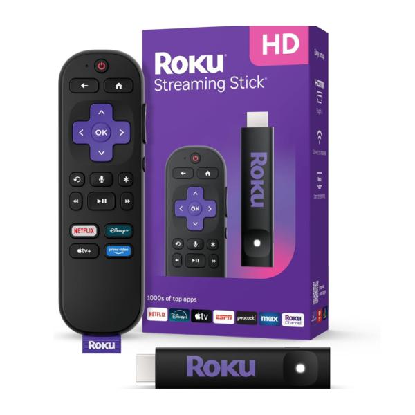 DISPOSITIVO DE TRANSMISIÓN ROKU STICK HD 2025 CON CONTROL POR VOZ ROKU-3840RW NEGRO