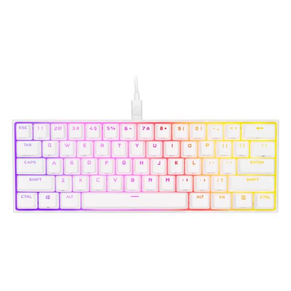 TECLADO GAMING RGB CORSAIR K65 RGB MINI MEC&Aacute;NICO AL&Aacute;MBRICO USB INGL&Eacute;S CH-9194114-NA BLANCO