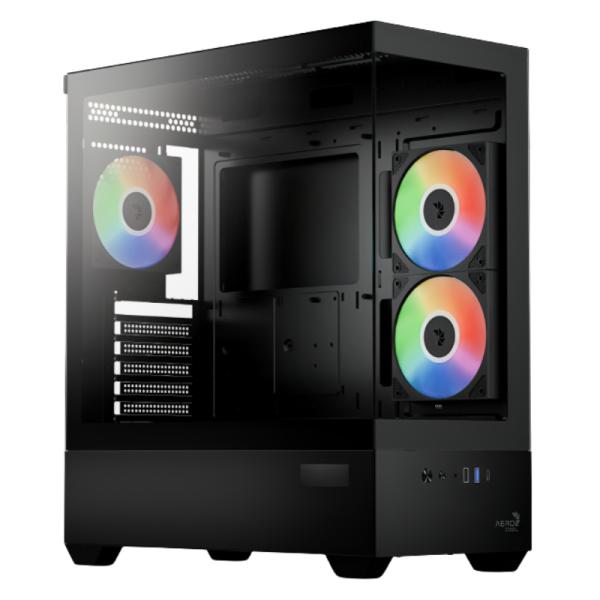 CASE GAMING RGB AEROCOOL P500D DIGI-G-BK-V1 MID TOWER VENTILADORES 3 DE 120MM CON PANEL FRONTAL Y LATERAL ACCM-PN07033.11 NEGRO