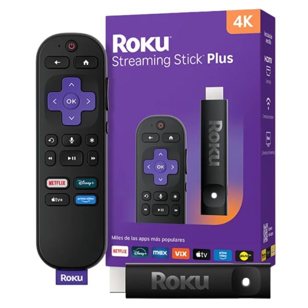 DISPOSITIVO DE TRANSMISIÓN ROKU STICK PLUS 2025 4K CON CONTROL POR VOZ ROK-3830R-B NEGRO