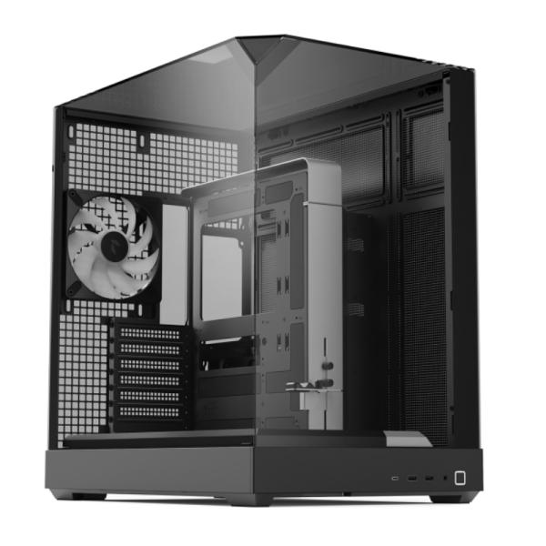 CASE APNX V2-BK-V1 MID TOWER 4 VENTILADORES CON PANEL LATERAL Y FRONTAL APCM-VI02143.11 NEGRO