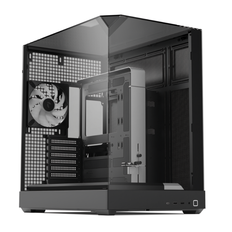CASE APNX V2-BK-V1 MID TOWER 4 VENTILADORES CON PANEL LATERAL Y FRONTAL APCM-VI02143.11