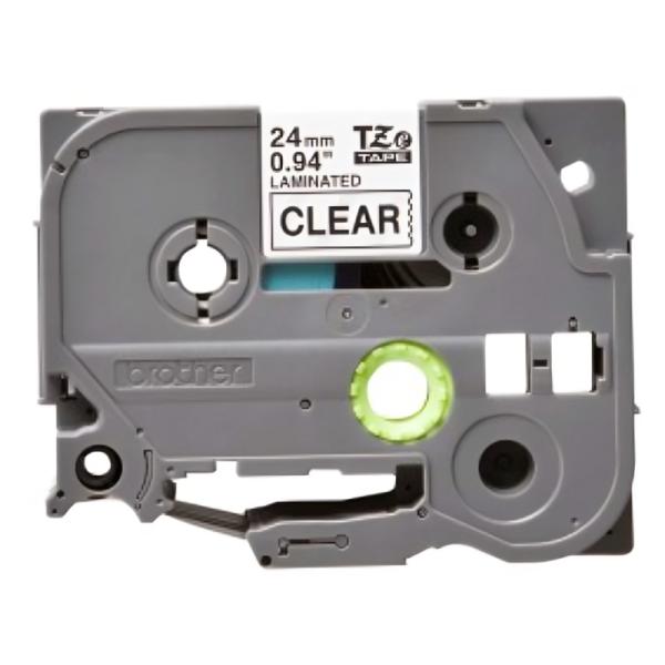 CINTA BROTHER TZE151G 24MM X 8M COMPATIBLE CON P-TOUCH NEGRA SOBRE TRANSPARENTE LAMINADA