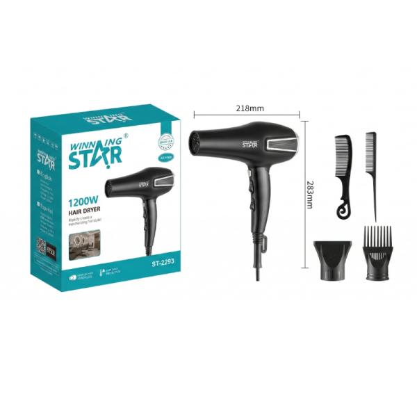 SECADORA DE CABELLO WINNING STAR ST-2293 1200W DCF-1755-WST-110V-16642 NEGRO