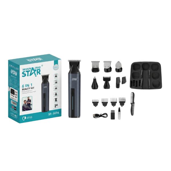 CORTADORA DE CABELLO WINNING STAR ST-5674 6 EN 1 6W LFJ-975-WST-17658 NEGRO