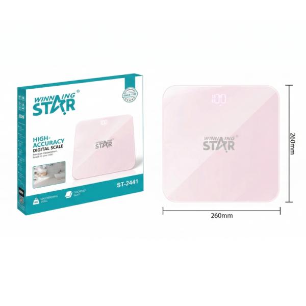 BÁSCULA DIGITAL WINNING STAR ST-2441 HASTA 180KG DZC-1219-WST-37785 ROSADO
