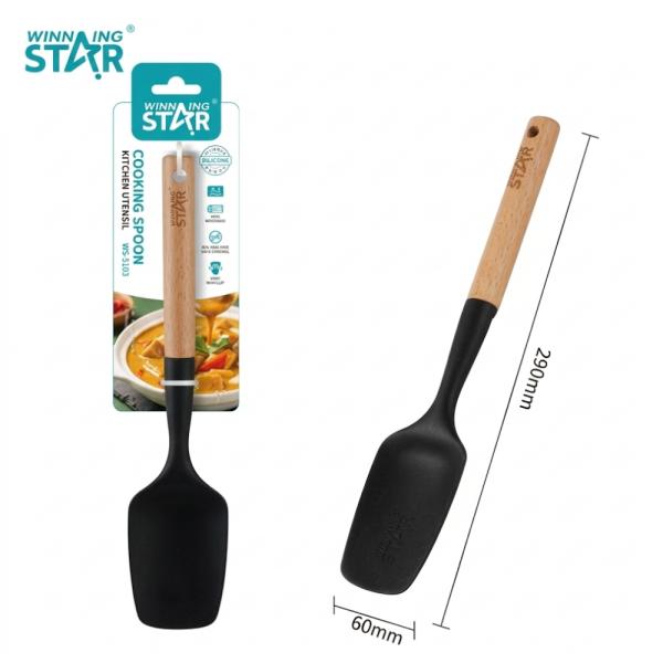 CUCHARA DE COCINA WINNING STAR ST-7556 SILICONA / NYLON / MADERA GC-1648-WST-38864 NEGRO / MADERA
