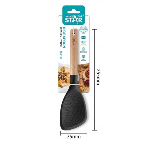 CUCHARA ARROCERA WINNING STAR ST-7559 SILICONA / NYLON / MADERA FS-1651-WST-38864 NEGRO / MADERA