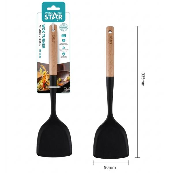 ESPÁTULA PARA WOK WINNING STAR ST-7545 SILICONA / NYLON / MADERA GC-1637-WST-38864 NEGRO / MADERA