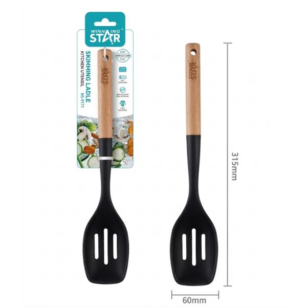 ESPUMADERA WINNING STAR ST-7551 SILICONA / NYLON / MADERA LS-1643-WST-38864 NEGRO / MADERA