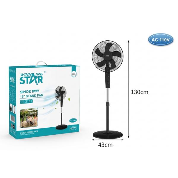 VENTILADOR DE PIE 16 PULG WINNING STAR ST-2141 3 VELOCIDADES DFS-766-WST-110V-17063 NEGRO