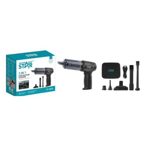 ASPIRADORA PARA AUTO WINNING STAR ST-5048 3 EN I XCQ-1554-WST-17137 NEGRO