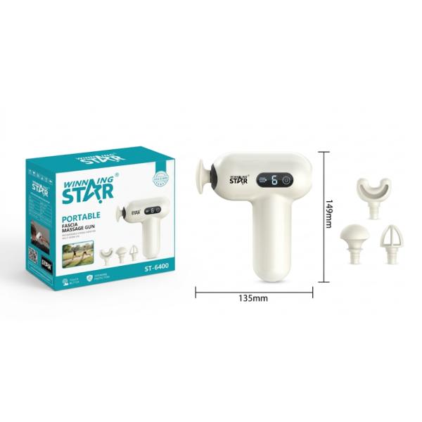 PISTOLA PORTÁTIL DE MASAJE CORPORAL WINNING STAR ST-6400 6 NIVELES JMQ-1233-WST-38084 BLANCO