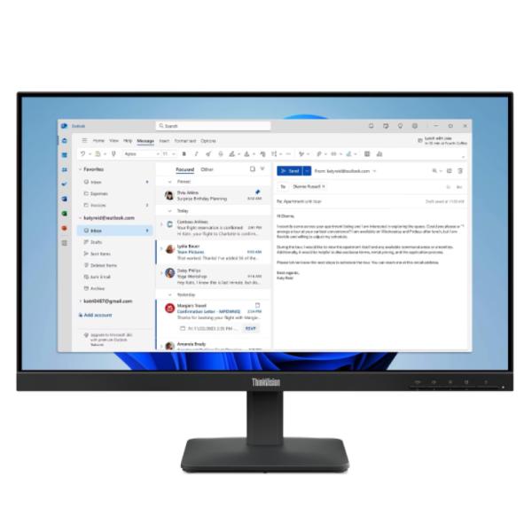 MONITOR LENOVO THINKVISION 24" PLANA 1920 X 1080 100HZ IPS HDMI VGA 64B5KAR1LA
