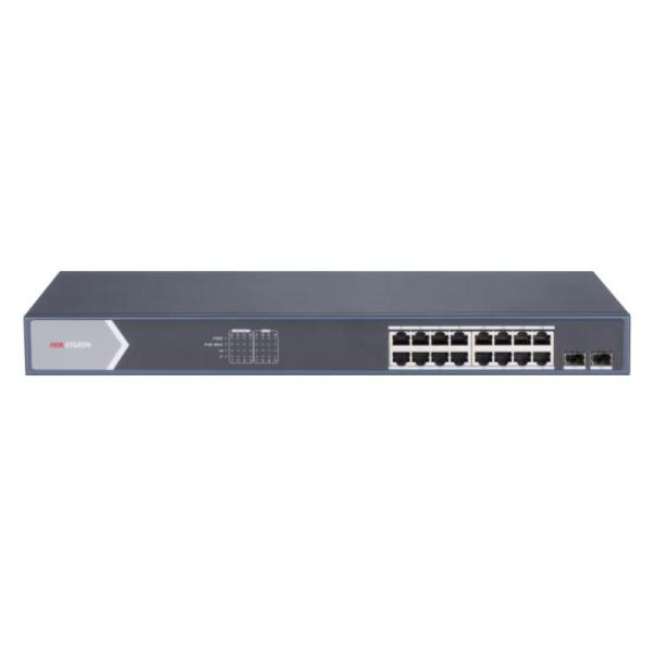 SWITCH HIKVISION DS-3E1518P-SI(O-STD) (E) 16 PUERTOS POE GIGABIT + 2 PUERTOS SFP GIGABIT 10/100/1000 MBPS ADMINISTRABLE L2 301802030