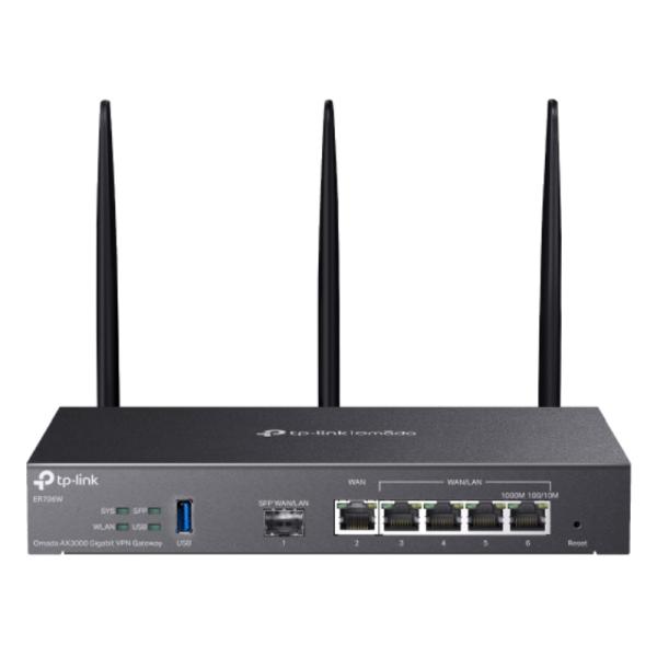 SWITCH TP LINK OMADA ER706W(US) AX3000 1 PUERTO SFP GIGABIT + 5 PUERTOS RJ45 GIGABIT 10/100/1000 MBPS ADMINISTRABLE NEGRO
