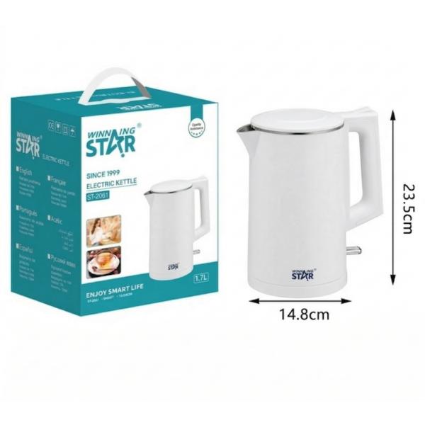 HERVIDOR ELÉCTRICO WINNING STAR ST-2061 1000W 1.7L RSH-713-WST-110V-16691 BLANCO