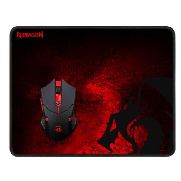 MOUSE GAMING RGB REDRAGON M601WL INAL&Aacute;MBRICO 2.4GHZ-2400 DPI + MOUSE PAD P016 NEGRO / ROJO