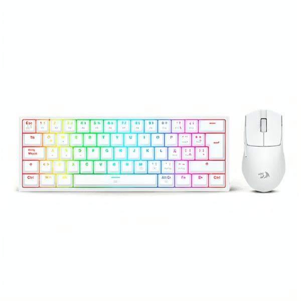 TECLADO Y MOUSE GAMING RGB REDRAGON S143W AL&Aacute;MBRICO USB BLANCO