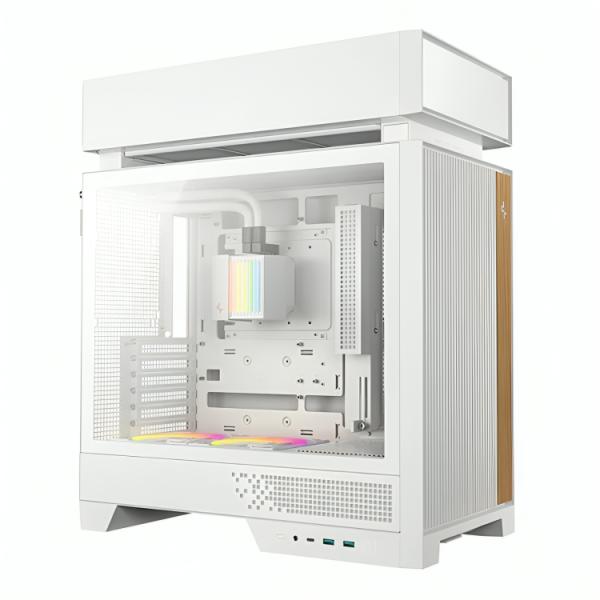 CASE RGB DEEPCOOL CL6600 WH MID TOWER VENTILADORES DE 2 DE 120MM CON MALLA FRONTAL Y ENFRIAMIENTO LIQUIDO PREINSTALADO R-CL6600-WHNNA0-G BLANCO