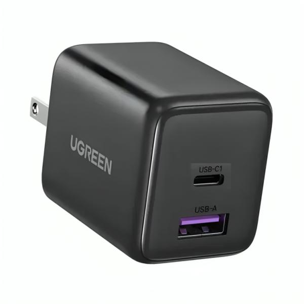 CARGADOR UGREEN X516 30W 2 PUERTOS CARGA RAPIDA 65025 GRIS