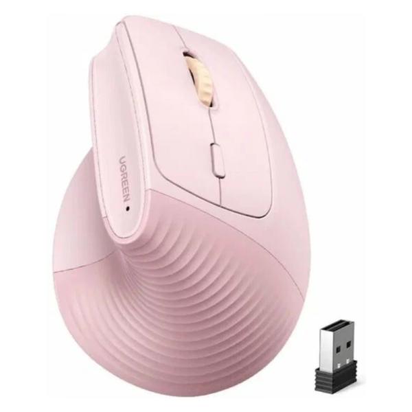MOUSE ERGO VERTICAL UGREEN M571P INAL&Aacute;MBRICO BLUETOOTH / 2.4GHZ 65666 ROSADO