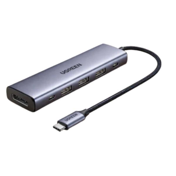 HUB UGREEN CM511 USB-C  5 EN 1 1 DISPLAYPORT 4K@60HZ / 3 USB-A / 1 USB-C DATA / 1 USB-C PD 100W 5GBPS 75642