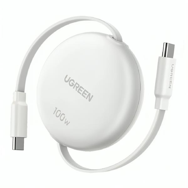 CABLE RETR&Aacute;CTIL UGREEN L531 USB-C A USB-C 100W CARGA R&Aacute;PIDA 95673 BLANCO