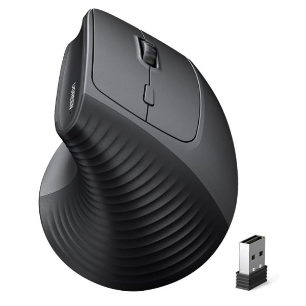 MOUSE ERGO VERTICAL UGREEN M571P INAL&Aacute;MBRICO BLUETOOTH / 2.4GHZ 4000 DPI 65042 NEGRO