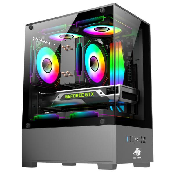 CASE EAGLE WARRIOR CG01J2RA001C MINI TOWER SIN VENTILACIÓN INCLUIDA CON PANEL LATERAL NEGRO