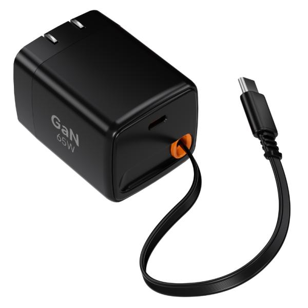 CARGADOR DE PARED RETRÁCTIL NOVA AD-782 65W USB-C W/ US E010-181 NEGRO