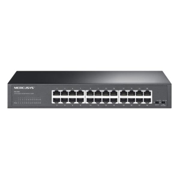 SWITCH MERCUSYS MS124GS 24 PUERTOS GIGABIT 10/100/1000 MBPS NO ADMINISTRABLE RACKMOUNT PLUG & PLAY