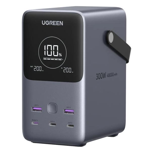 POWER BANK UGREEN PB770 48000MAH 300W 5 PUERTOS CARGA R&Aacute;PIDA PORT&Aacute;TIL 25286 GRIS