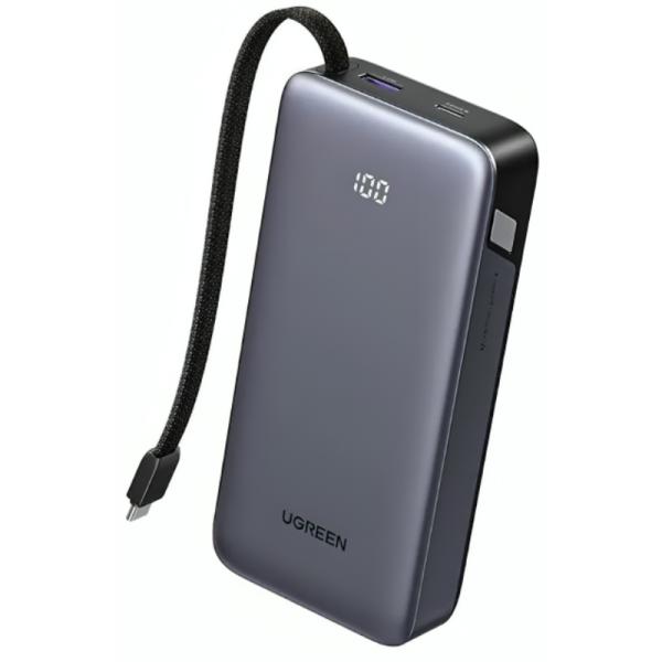 POWER BANK UGREEN PB550 NEXODE 20000MAH CABLE USB-C INTEGRADO CARGA R&Aacute;PIDA 67W 85166B GRIS