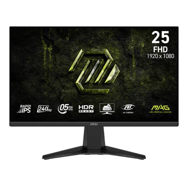 MONITOR GAMING MSI 25 PULG MAG 255F X24 PLANA 1920X1080 FULL HD 240 HZ RAPID IPS AMD FREESYNC PREMIUM HDMI / DISPLAYPORT 9S6-3BC91M-001 NEGRO