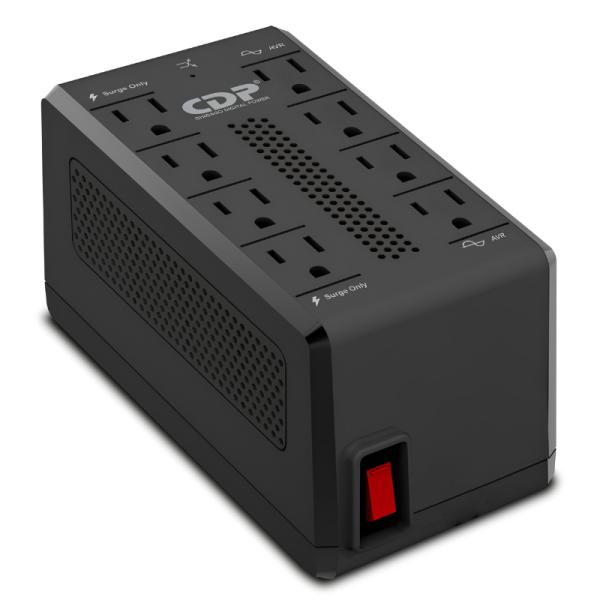 REGULADOR DE VOLTAJE CDP RAVR1408 1400VA/700W 8 TOMAS 80 150V REGULACIÓN AUTOMÁTICA NEGRO