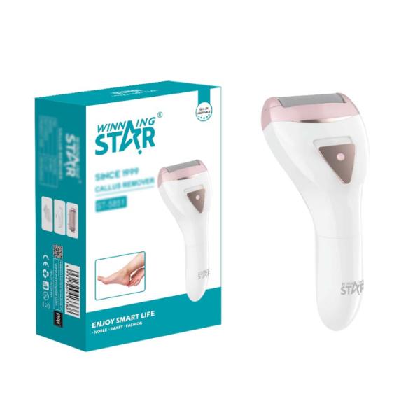 EXFOLIADOR ELÉCTRICO PARA PIES WINNING STAR ST-5851 ROTATIVA 2 CABEZALES/IPX5/PORTÁTIL MJQ-959-WST-17243 BLANCO