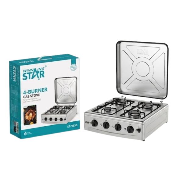 COCINA DE GAS DE 4 QUEMADORES WINNING STAR ST-9658 OHL-462-WST-12210 PLATEADO