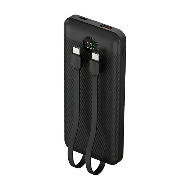 POWER BANK NOVA PB-911 10000MAH PD 22.5W/2 USB-A/USB-C/CABLES USB-C Y LIGHTNING NEGRO