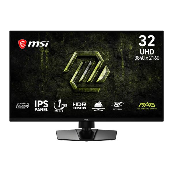MONITOR GAMING MSI MAG 321UPD E14 31.5 PULG PLANA 4K/UHD 144HZ/288HZ IPS AMD FREESYNC PREMIUM DISPLAYPORT/HDMI/AUDÍFONOS HDR READY/PIP/PBP/MODO CONSOLA 9S6-3DE49M-001 NEGRO