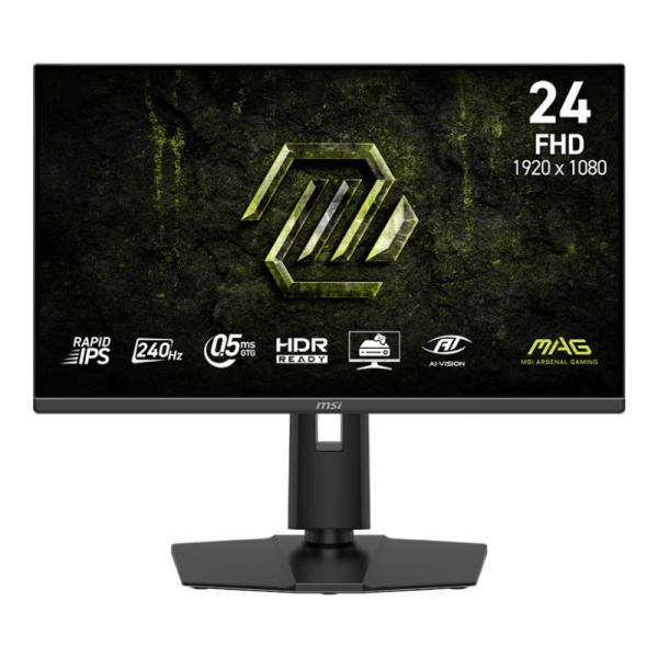 MONITOR GAMING MSI MAG 245PF X24 24 PULG PLANA FULL HD 240HZ RAPID IPS AMD FREESYNC PREMIUM HDMI/DISPLAYPORT/AUDÍFONOS HDR READY/MODO NEGRO