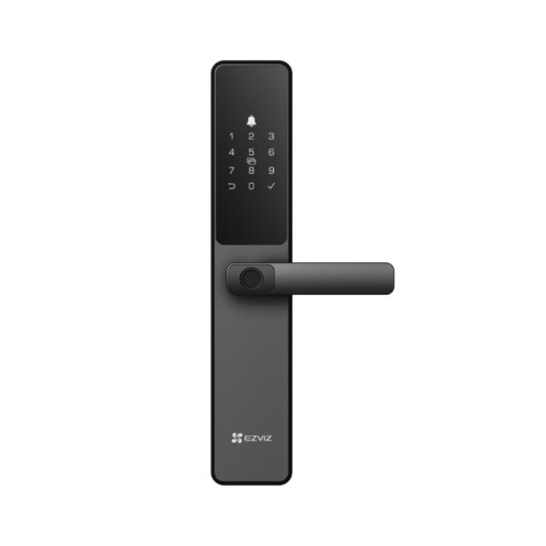 CERRADURA INTELIGENTE BIOMÉTRICA EZVIZ CS-DL05-R101-WBCP-GR HUELLA DACTILAR CÓDIGO TARJETA LLAVE BLUETOOTH Y DESBLOQUEO REMOTO WIFI BLUETOOTH IP65 310500643 NEGRO