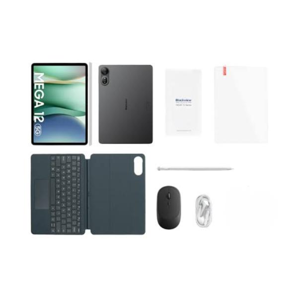 TABLET BLACKVIEW MEGA 12 12.2 PULG 256 GB WI-FI/LTE/5G/BLUETOOTH ANDROID 16 INCLUYE MOUSE FUNDA CON TECLADO LAPIZ AUDIFONOS GRIS